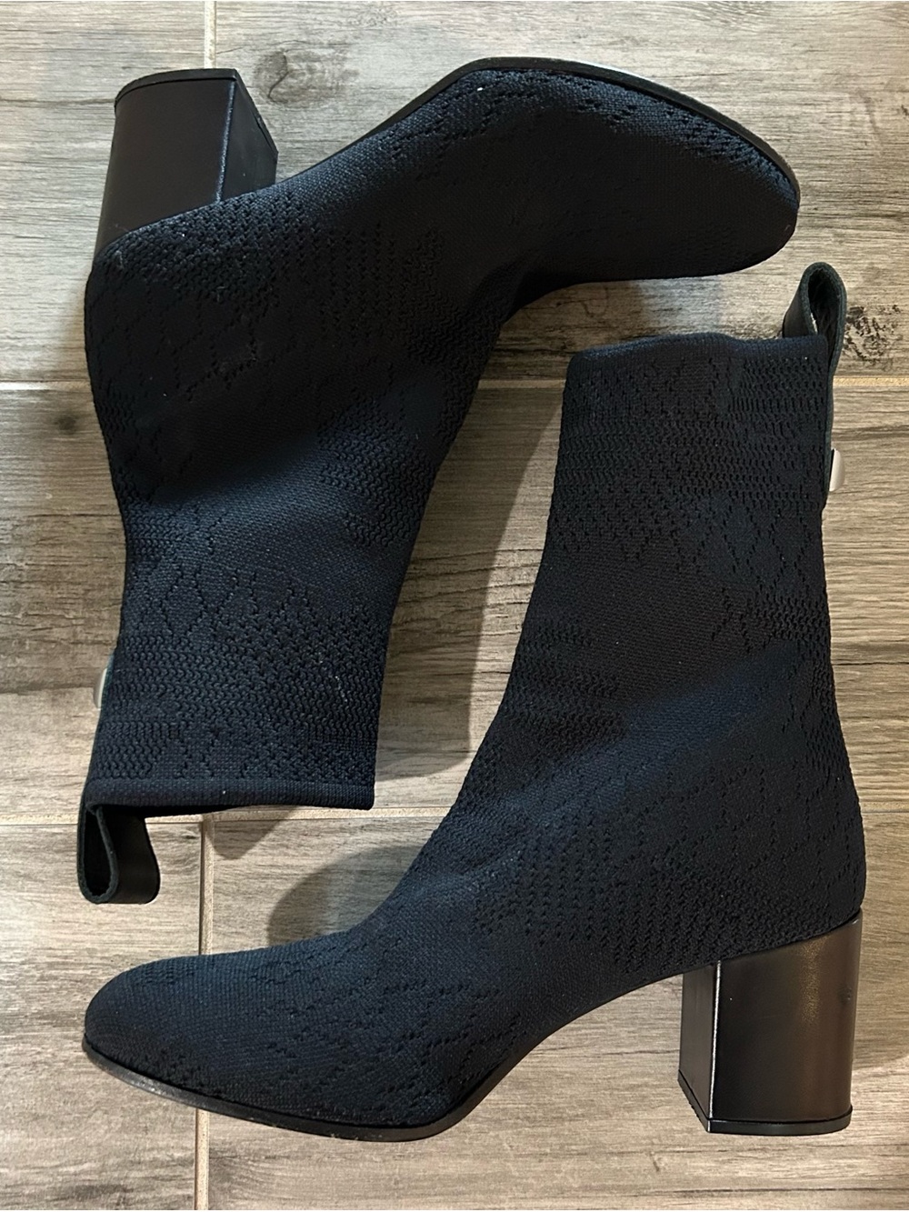 Zadig & Voltaire Black Knit Lena Stretch Studded Sock Ankle Boots